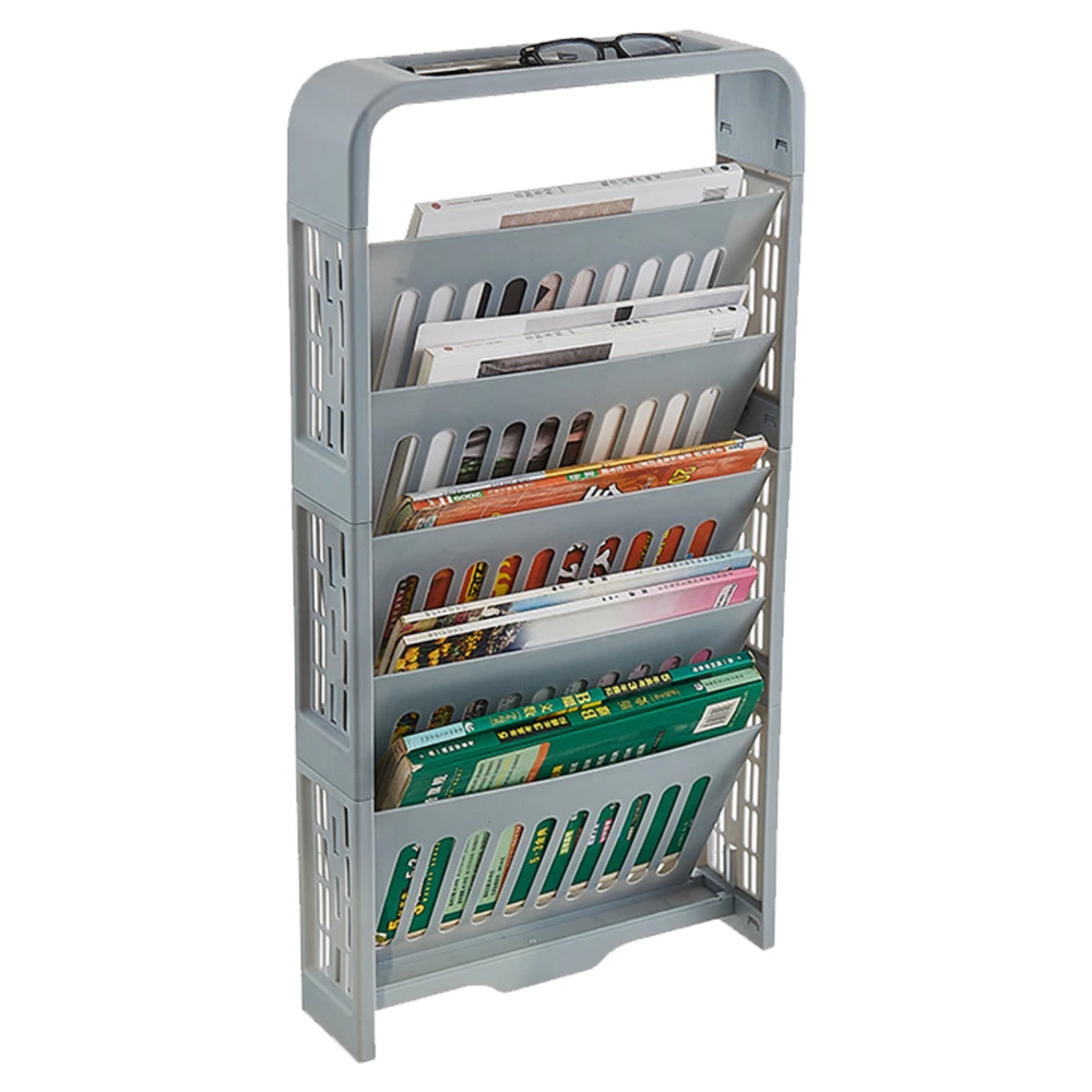 Classroom Bookshelf Large Capacity Multi Layer Book Organizing Storage Shelf for Students Classroom Home Grey