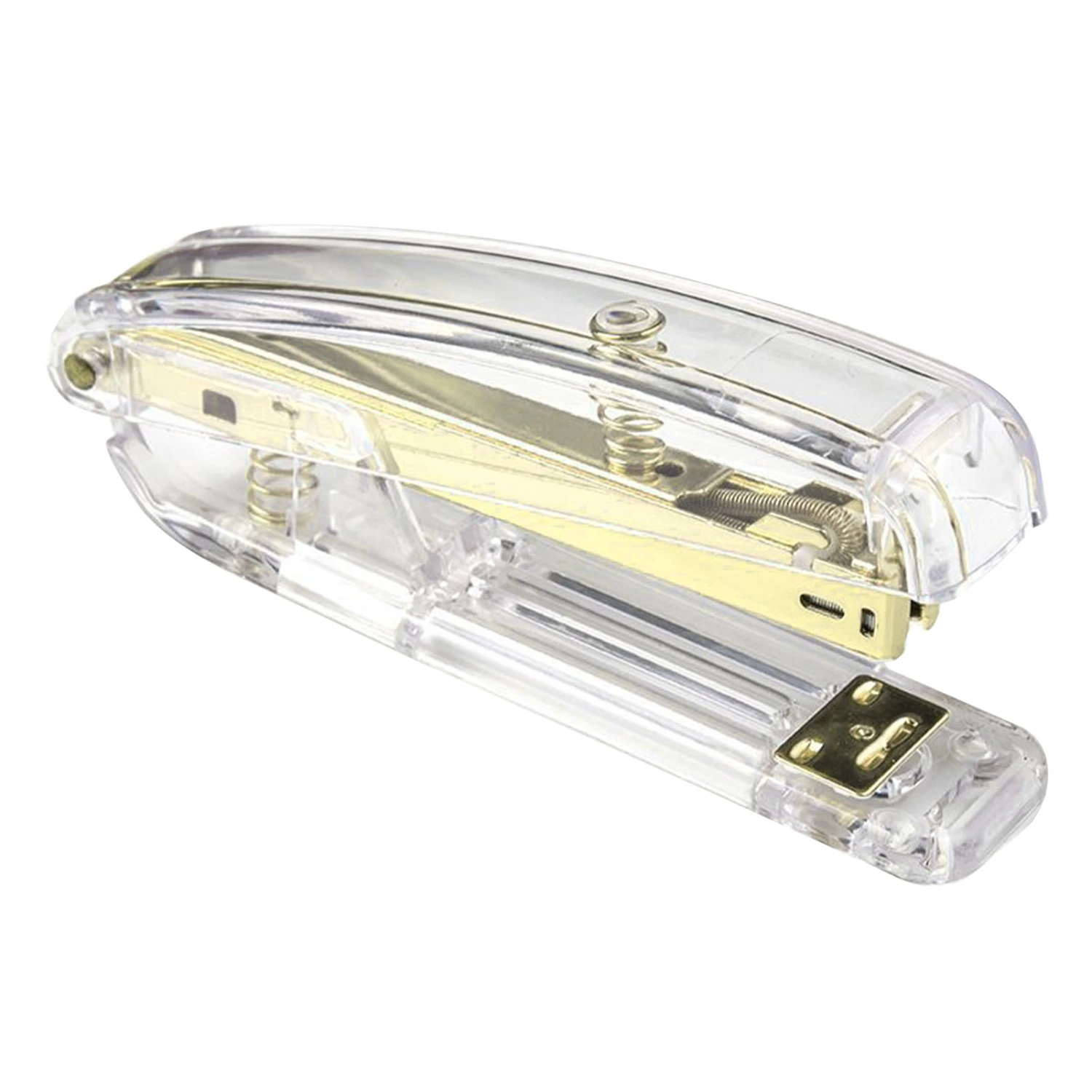 Stapler Minimalist Style Labor Saving Easy Stapling Comfortable Grip Acrylic Metal Handheld Stapler for Office School Gold