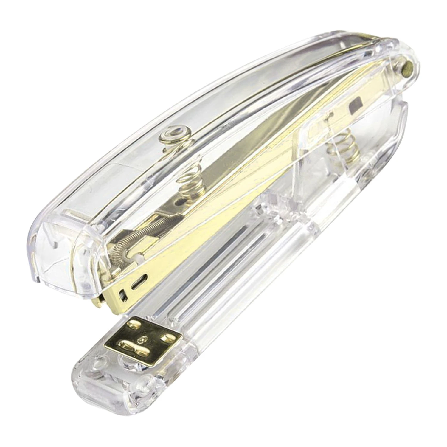 Stapler Minimalist Style Labor Saving Easy Stapling Comfortable Grip Acrylic Metal Handheld Stapler for Office School Gold