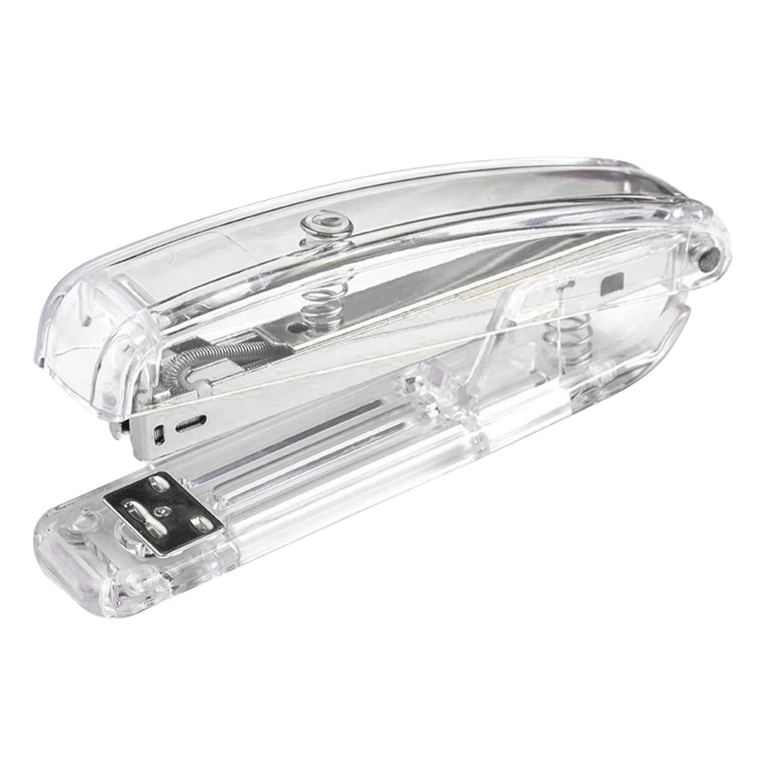 Stapler Minimalist Style Labor Saving Easy Stapling Comfortable Grip Acrylic Metal Handheld Stapler for Office School Silver