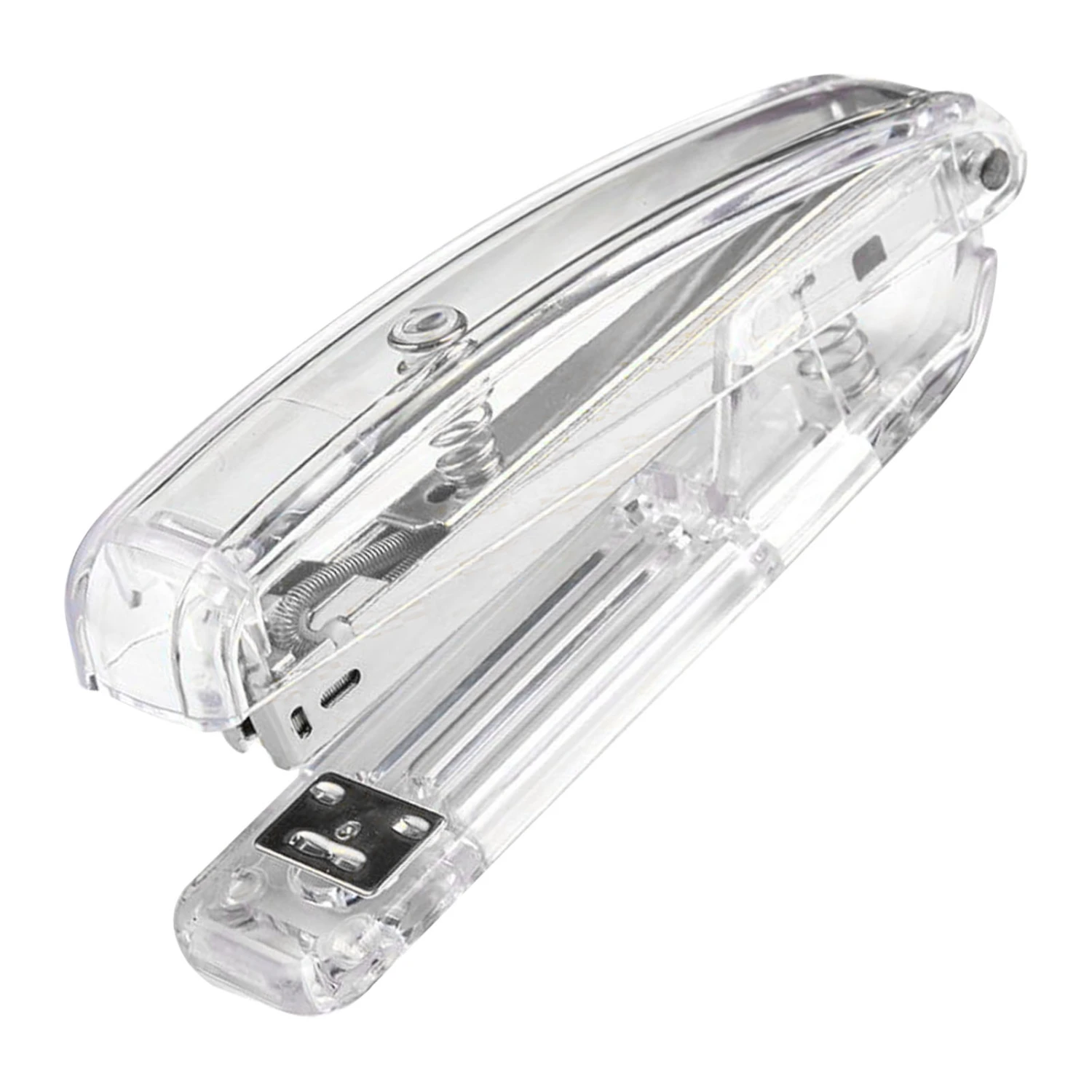 Stapler Minimalist Style Labor Saving Easy Stapling Comfortable Grip Acrylic Metal Handheld Stapler for Office School Silver