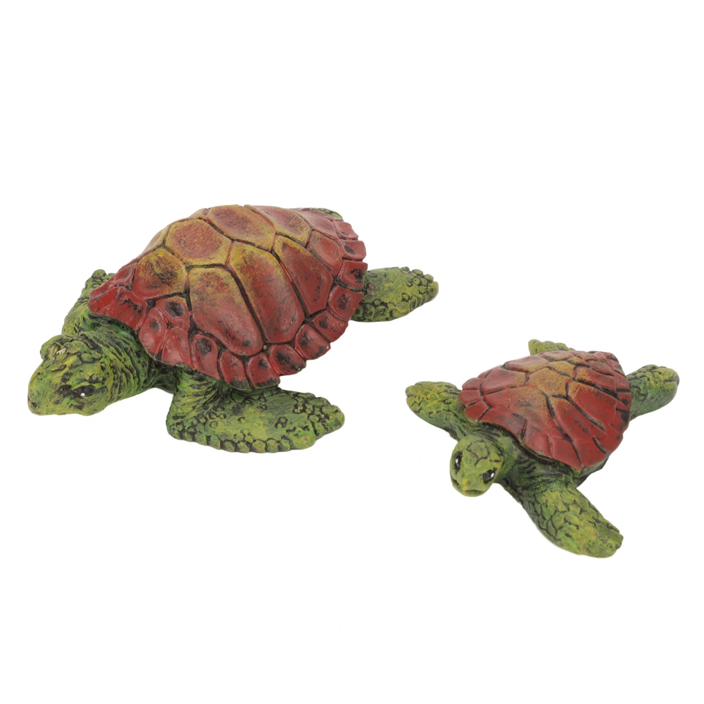 2 Pcs Turtle Statues Cute Resin UV Resistant Coating Turtle Figurine for Gardens Courtyard Decoration