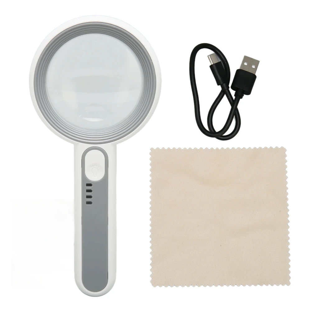 Handheld Magnifier Portable Rechargeable Optical Lens Touch Control LED Lighted Magnifier for Reading