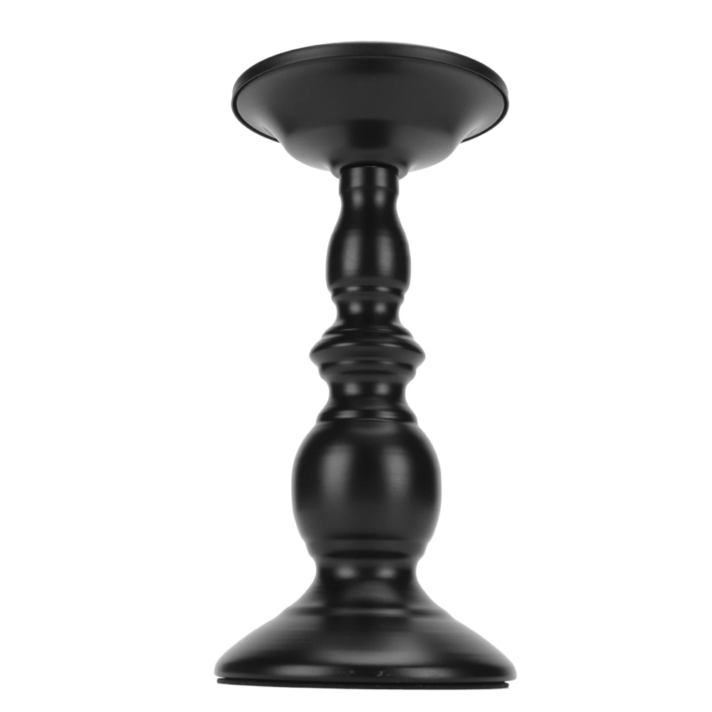 Black Metal Pillar Candle Holders Polished Rust Protection Candle Holder with Slip Resistant Bottom for Home Decoration