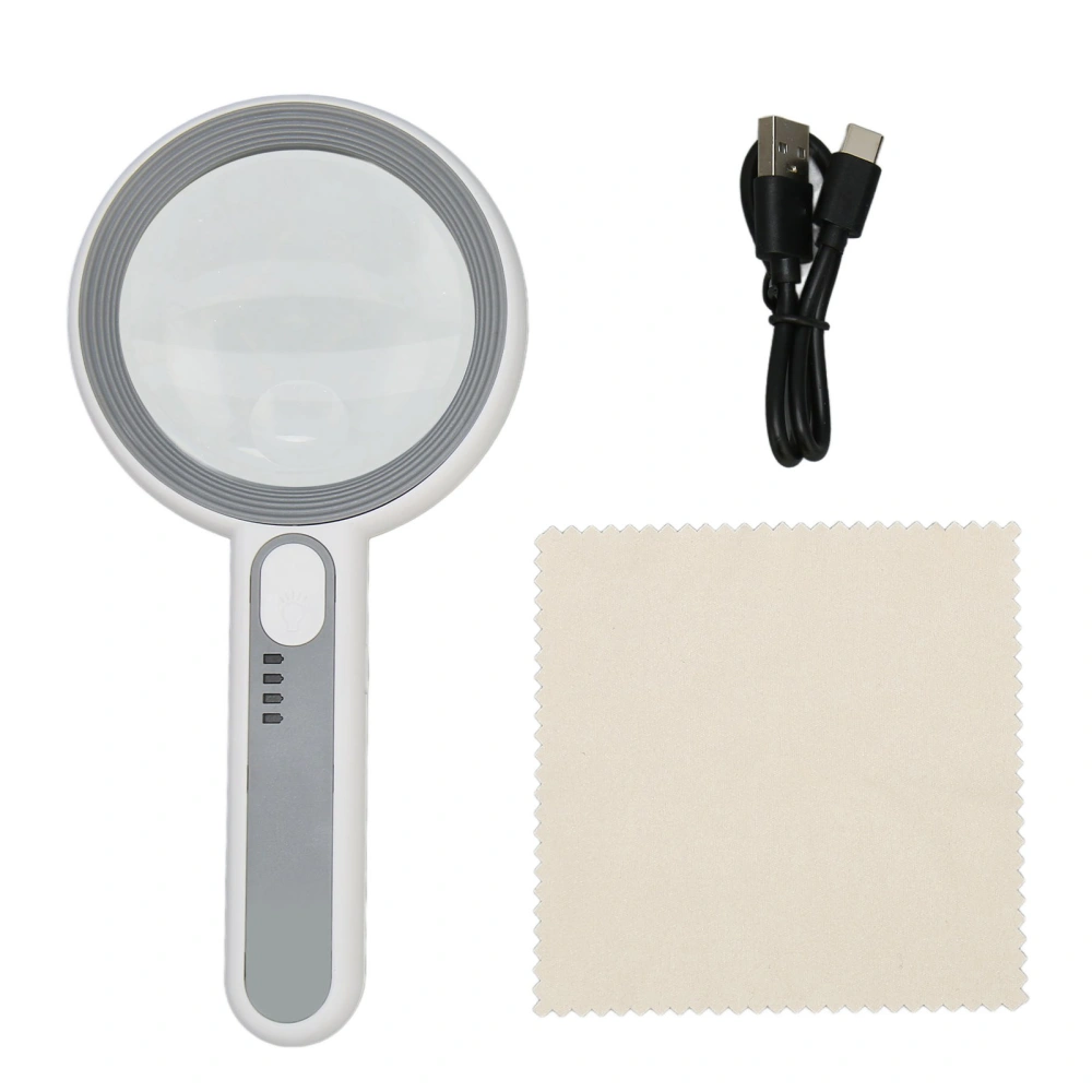 Lighted Magnifying Glass 5X 12X Ergonomic Touch Switch LED Light 3 Modes Handheld Magnifier for Seniors Reading Jewelry