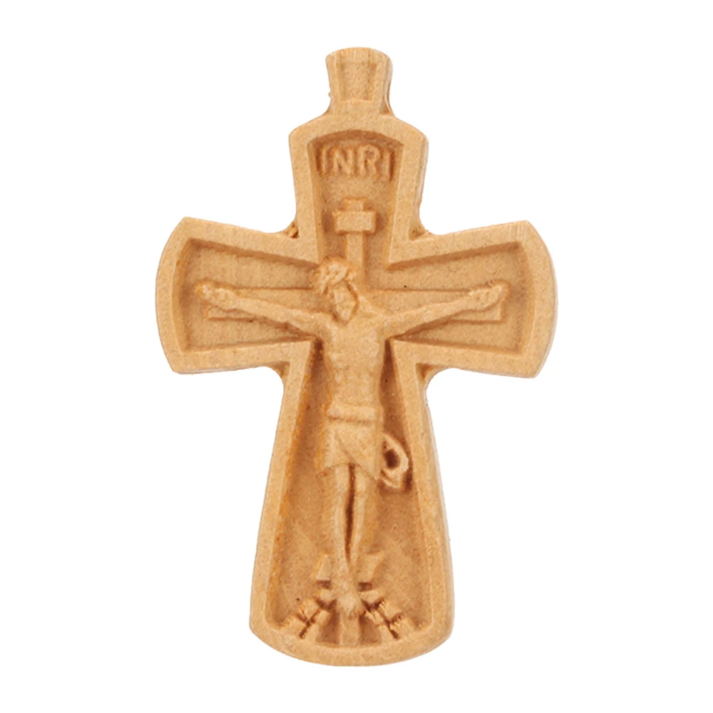 Wooden Hand Carved Cross Pendant Safe Practical Christian Catholic Wooden Prayer Cross Pendant