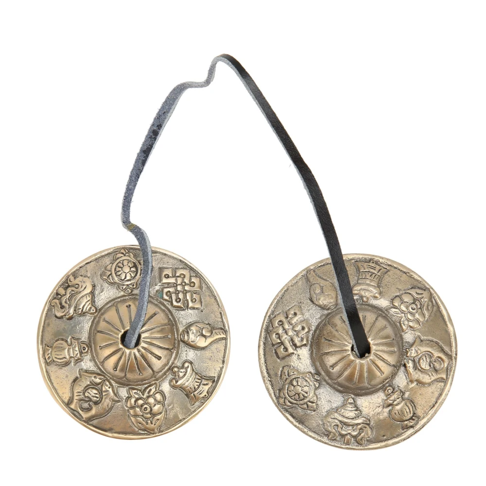 Tibetan Cymbals Auspicious Patterns Good Luck Powerful Sound Penetration Handcraft Tibetan Bells