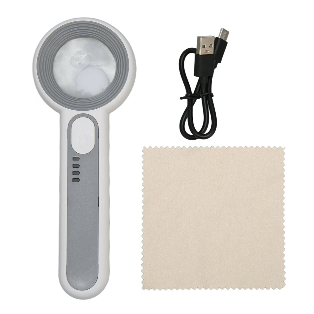 Handheld Magnifying Glass 11X Touch Button Rechargeable 3 Grades LED Lighted Magnifier for Close Work and Reading Books