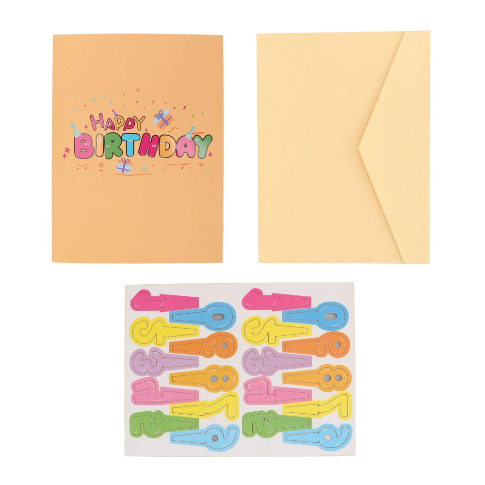 3D Birthday Greeting Card Three Dimensional Hand Made DIY Birthday Cards for Adult Kids with Envelope Note Tag