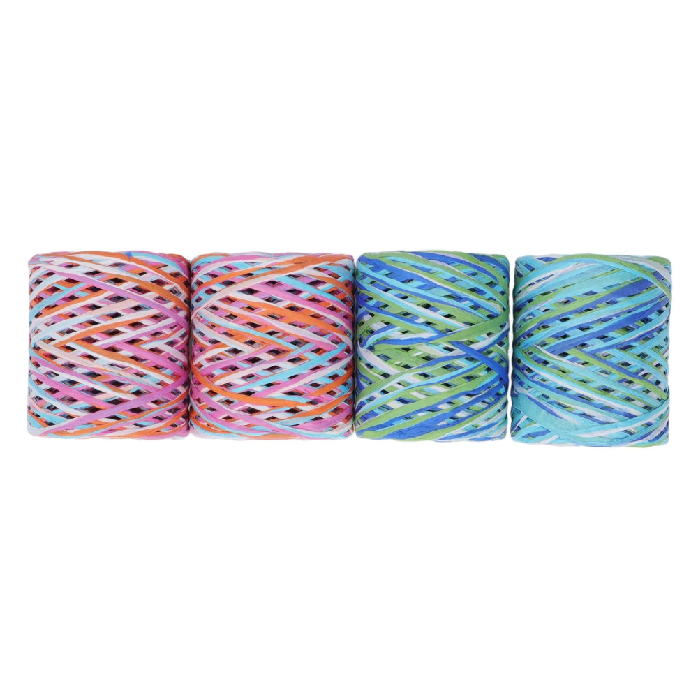 4 Pcs Raffia Paper Ribbon 120m Length Colorful Eco Friendly Recyclable Packing Paper Strips DIY Craft Raffia Twine