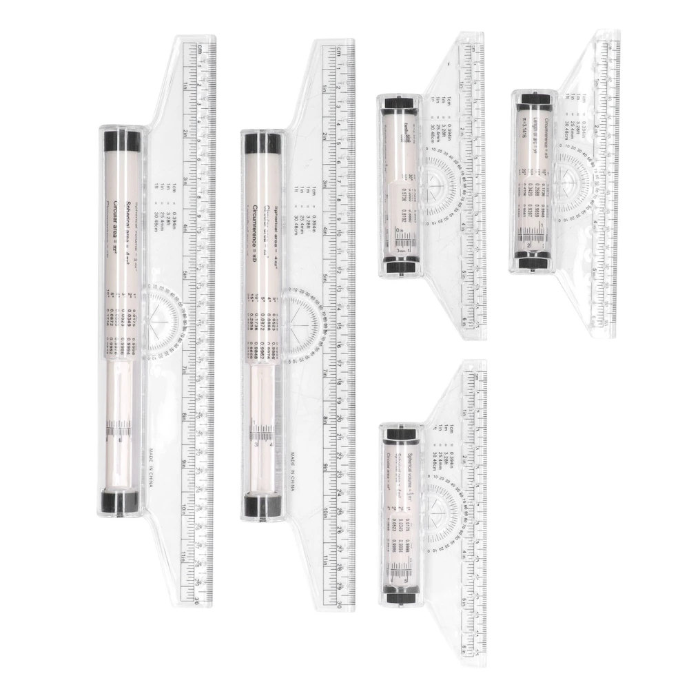 5pcs Measuring Rolling 15cm 30cm Clear Scale Transparent Light Weight Parallel Rolling Ruler with Formulas for Work