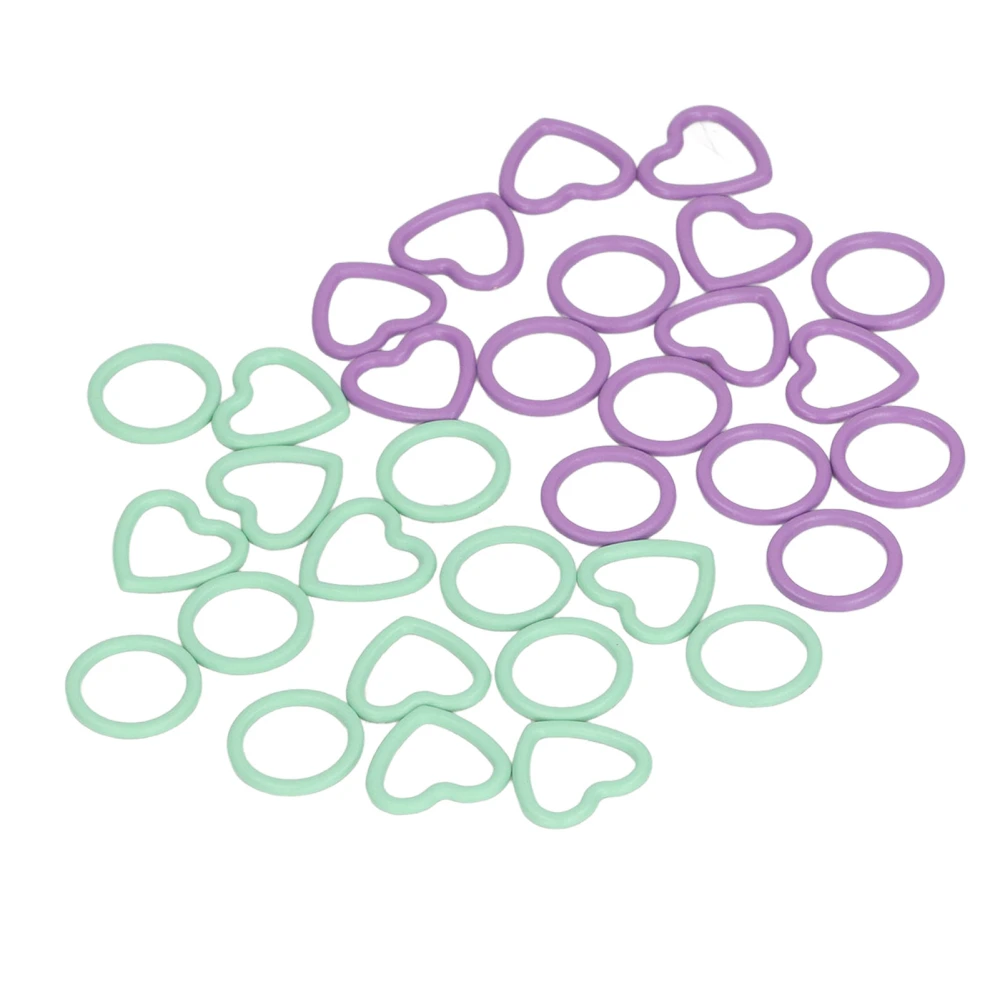 32Pcs Green Purple Round Heart Type Knitting Stitch Markers Smooth Odorless Practical Crochet Stitch Marker Set