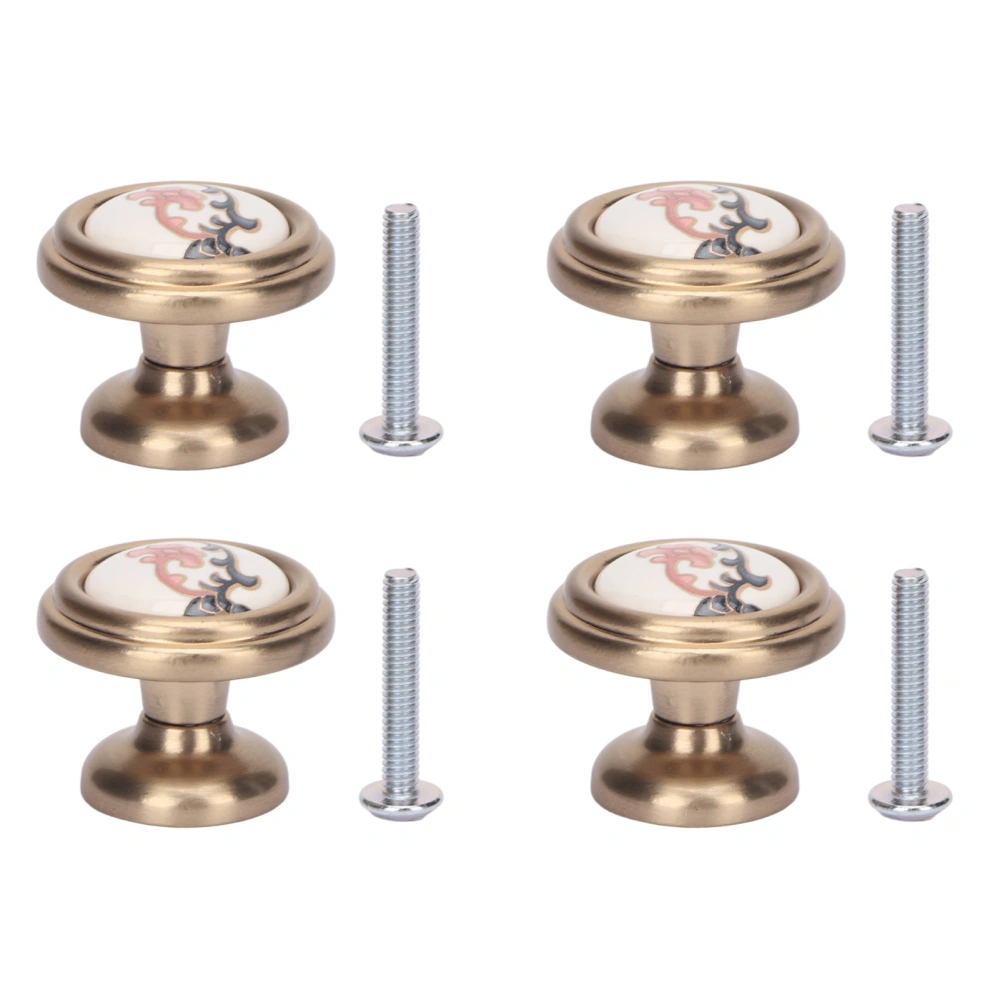 4 Sets Cabinet Handle Retro Minimalist Style Zinc Alloy Ceramic Decorative Ergonomic Design Furniture Handle for Home