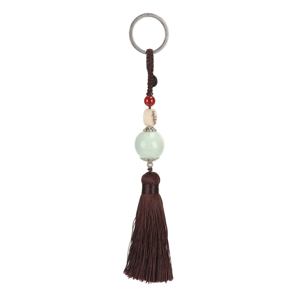 Keychain Tassel Porcelain Bead Light Weight Elegant Style Widely Used Keyring Tassel for Bag Wallet Phone