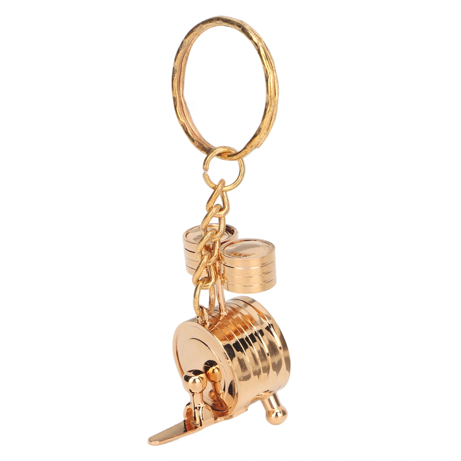 Mini Drums Keychain Attractive High Strength Metal Portable Mini Instrument Keychain for Outdoor Gold