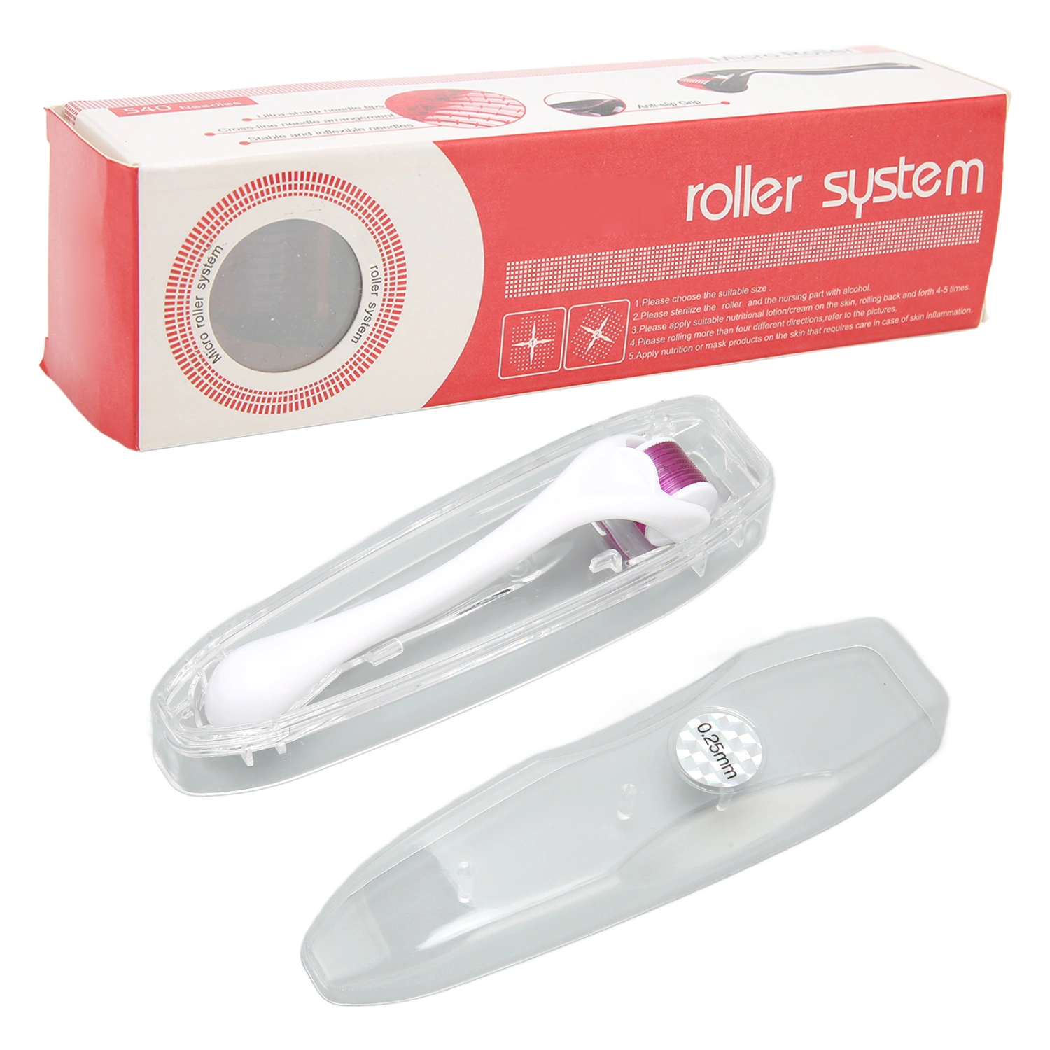 Micro Needle Roller Skin Tightening Deep Moisturizing Portable Manual Micro Face Roller for Neck Body T25 0.25MM