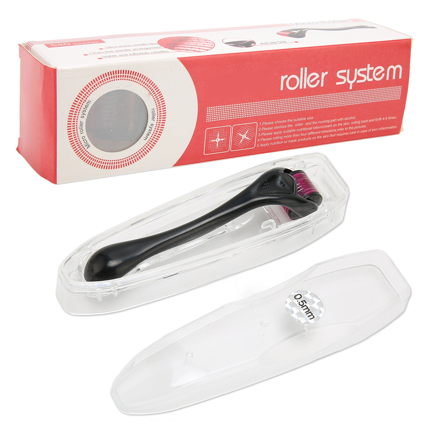 Micro Needle Roller Skin Tightening Deep Moisturizing Portable Manual Micro Face Roller for Neck Body T50 0.5MM