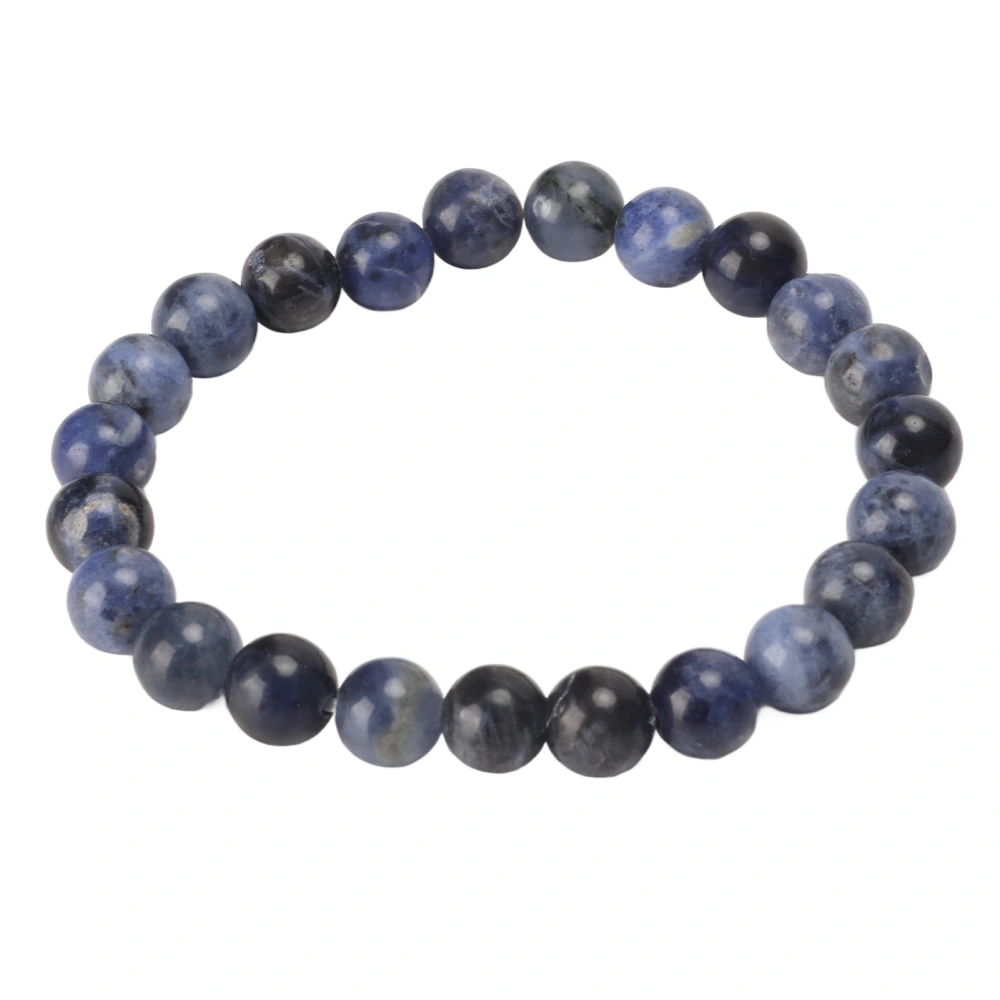 Beaded Bracelet Elegant Diameter 8mm Stretch Natural Crystal Bracelet for Unisex Meditation Decompression Gift Blue Veined