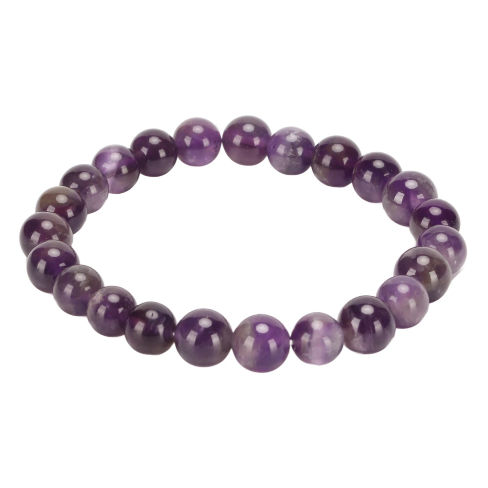 Beaded Bracelet Elegant Diameter 8mm Stretch Natural Crystal Bracelet for Unisex Meditation Decompression Gift Amethyst