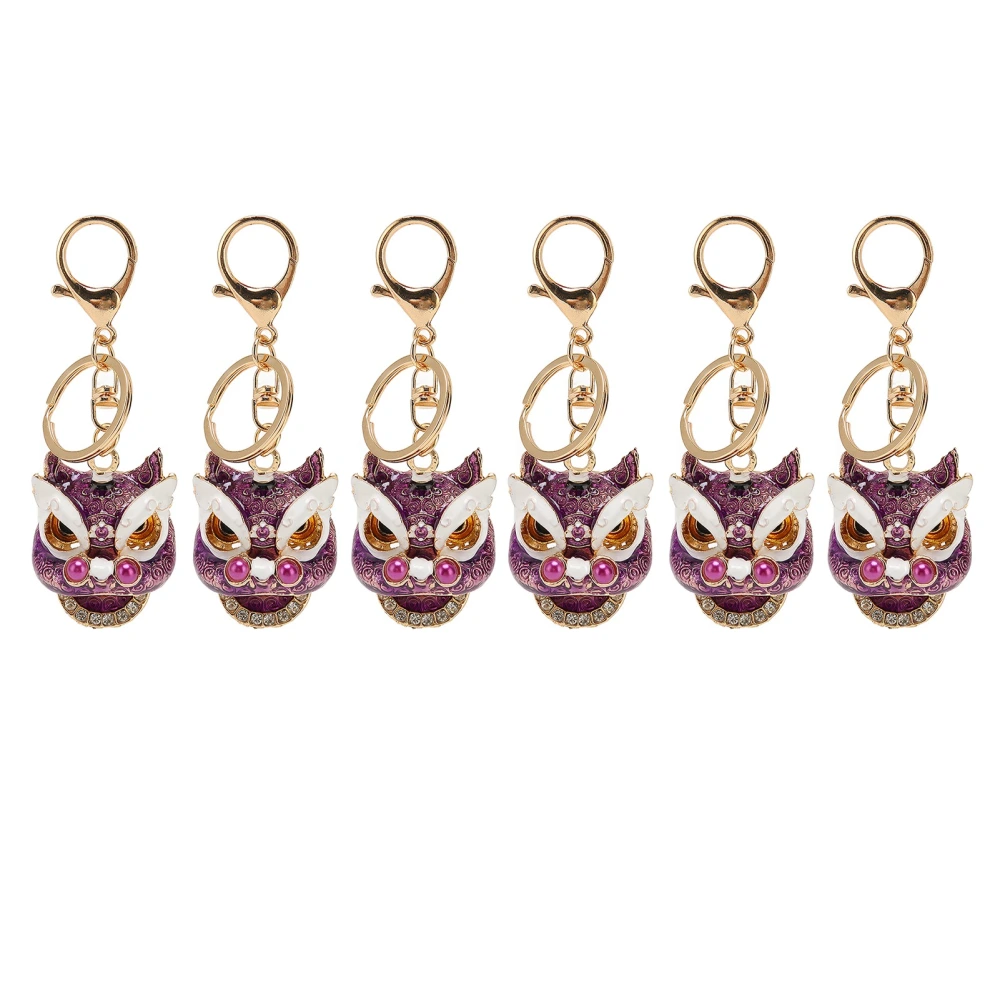 6Pcs Animal Keychain Strong Metal Stylish Bright Colors Multi Purpose Rhinestone Keychain for Bag Backpack Wallet Purple