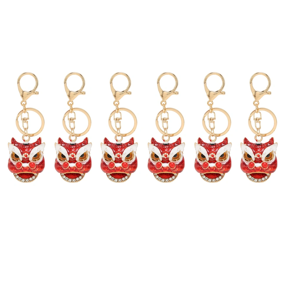 6Pcs Animal Keychain Strong Metal Stylish Bright Colors Multi Purpose Rhinestone Keychain for Bag Backpack Wallet Red