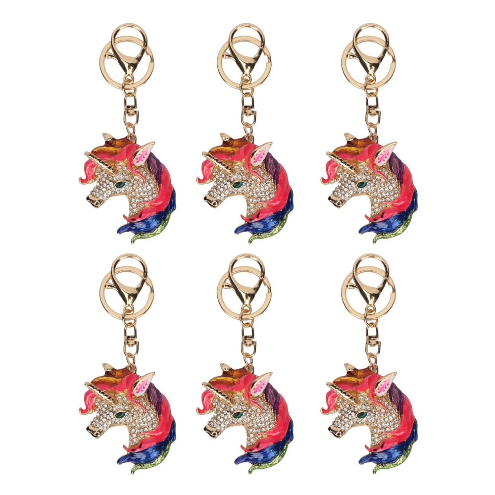 6pcs Rhinestone Keychain Fashion Animal Shape Pendant Keychain for Handbags Bags Backpacks Decoration YSKJFD9