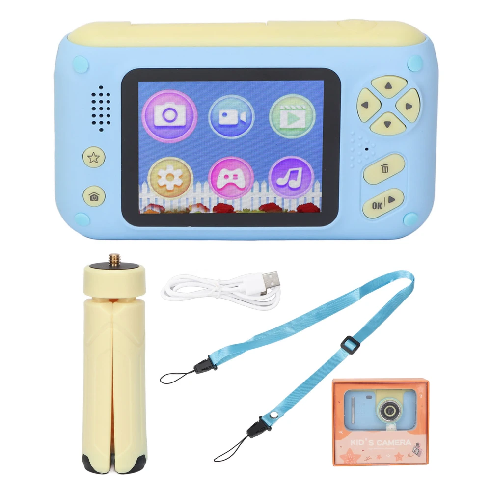 Kids Camera Dual Camera USB Charging Cartoon Kids Selfie Camera Inbuilt Puzzle Games for Outdoor