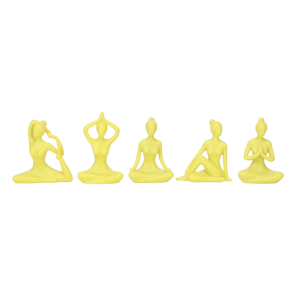 5 Pcs Yoga Statue Simple Style Yellow Attractive Decorative Durable Wearable Yoga Figurines Decoration for Living Room