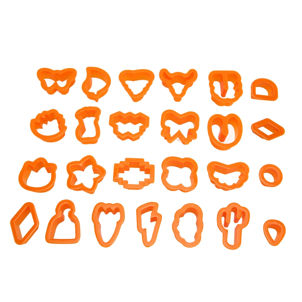 Clay Cutters Set Orange 25 PCS Comfortable Hand Grip Different Shapes Plastic Small Earrings Tool for Craft Decoration