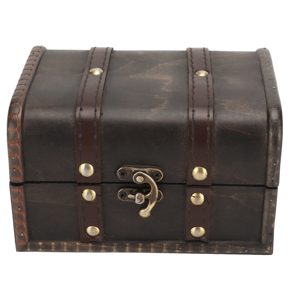 Wooden Treasure Box Vintage Elegant Old Grey Wooden Treasure Chest For Storage Jewelry Necklace Earrings Collection