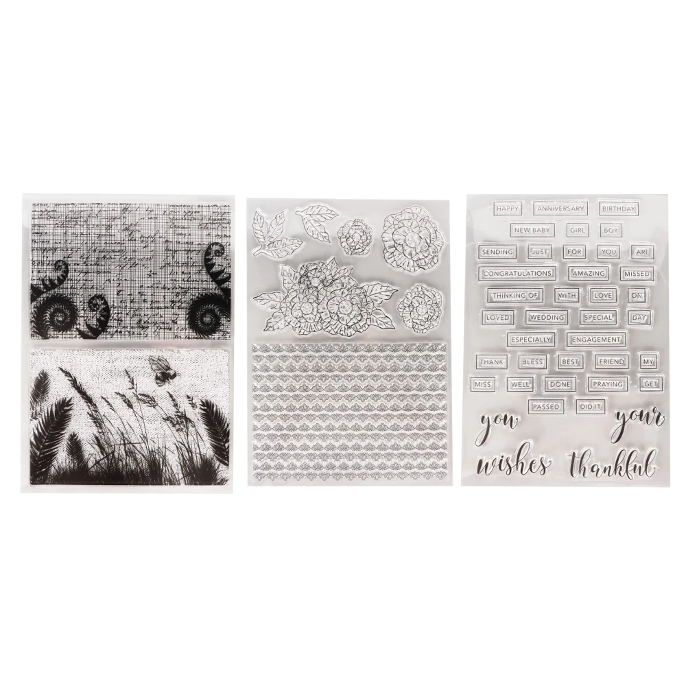 3Pcs Clear Stamps Rich Style Safe Healthy Reusable TPR Wide Application Transparent Stamp for Cards Making