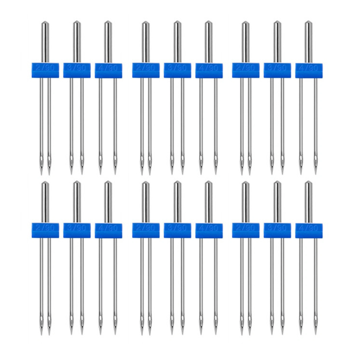 18pcs Sewing Machine Double Needle with Plastic Box Threader Simple Operation Twin Needles Set for Household