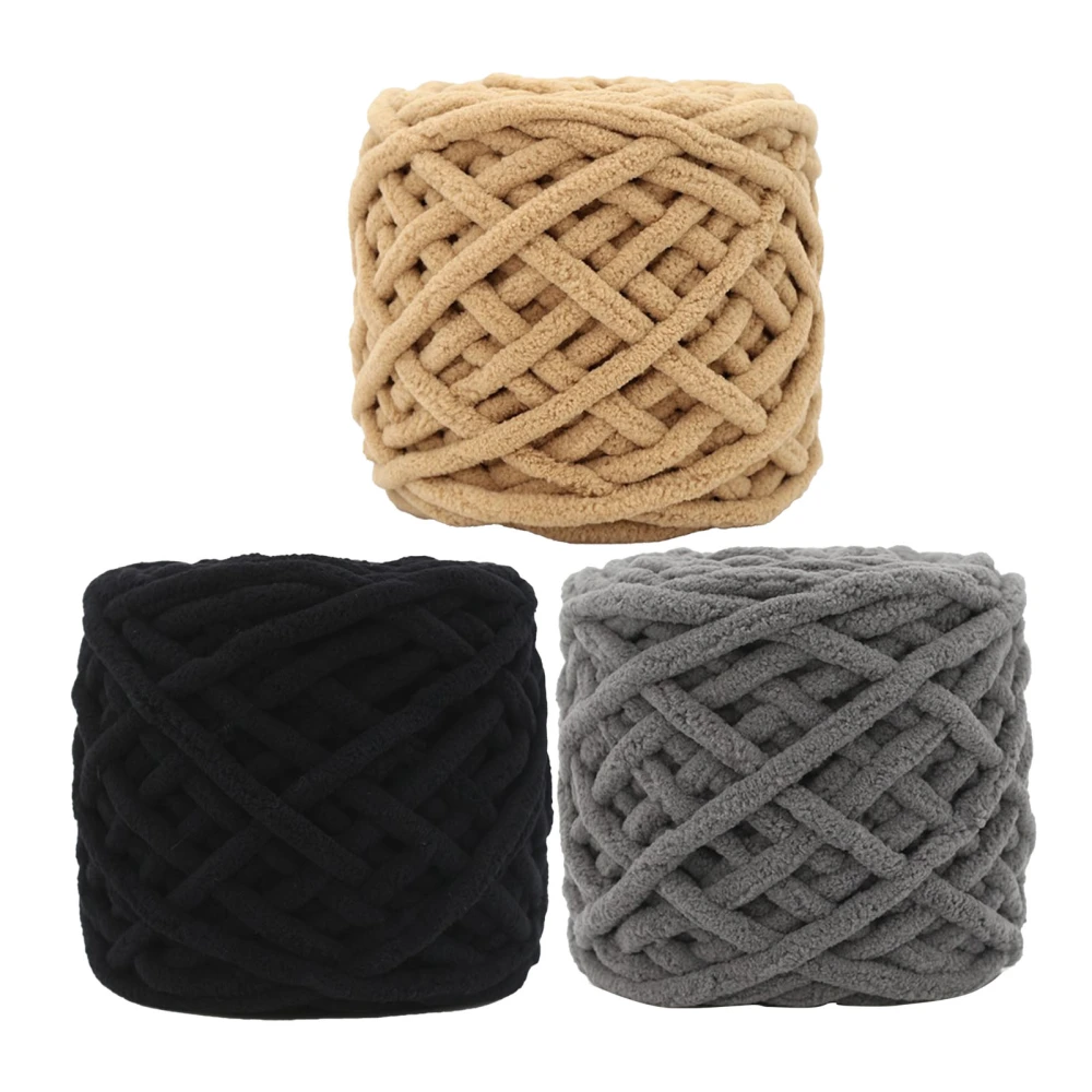 3 Rolls Super Chunky Yarn Khaki Gray Black Color Skin Friendly Widely Used Thick Knitting Yarn for Scarf Slipper Carpet