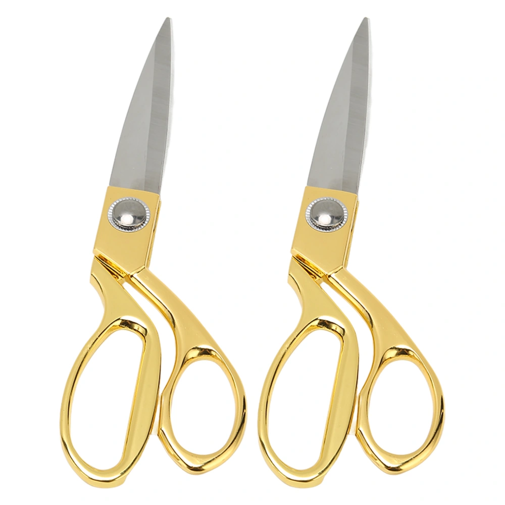 2Pcs Embroidery Scissors 8 Inches Golden Stainless Steel Ergonomic Tailor Scissors for Sewing Fabric Knitting