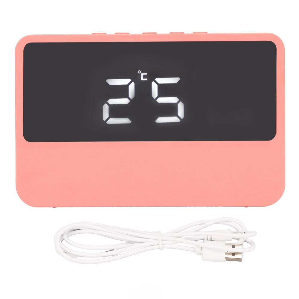 LED Digital Alarm Clock Simple Modern High Definition Display Mirror LED Silent Digital Electronic Alarm Clock Pink