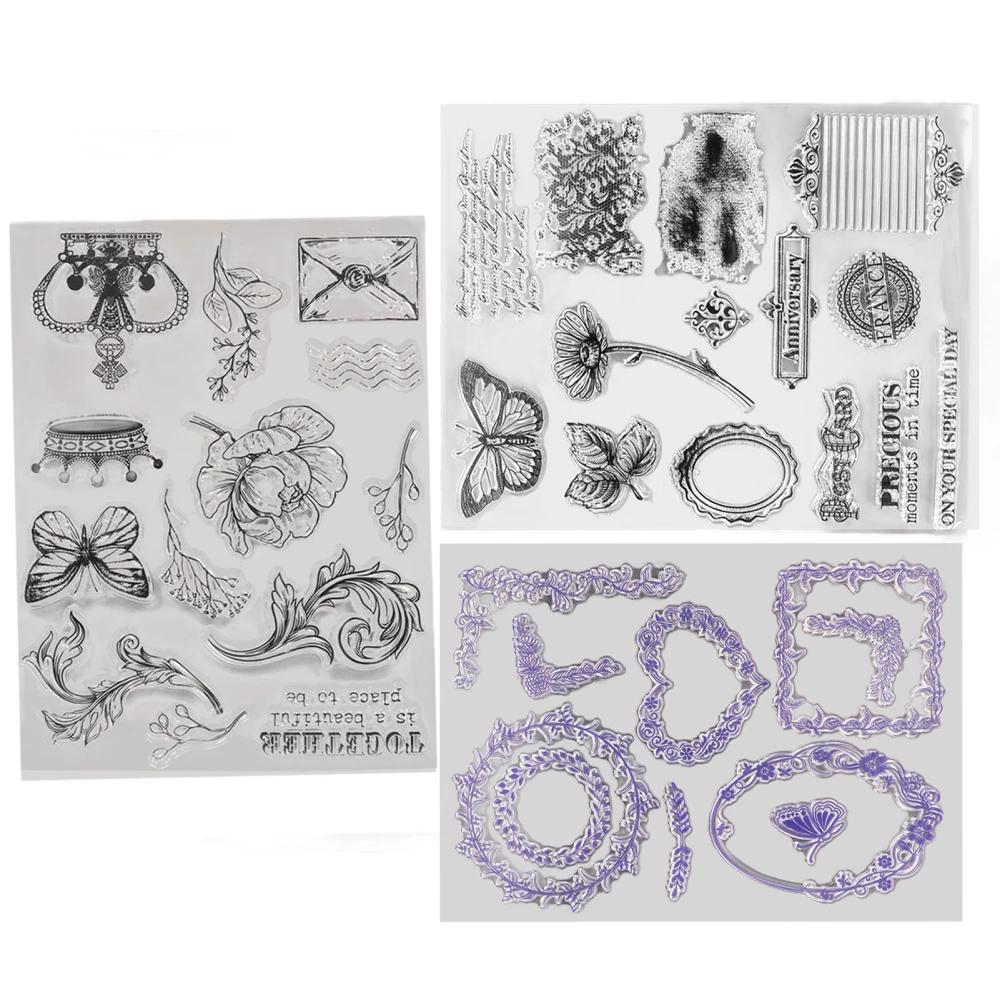 3 Pcs Clear Stamp Decorative Transparent Stamp Hand Made Paper Crafts for DIY Scrapbook Handbook Album