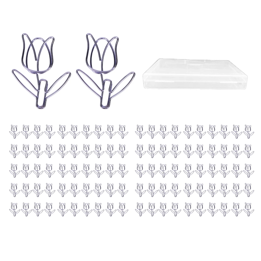 100pcs Paper Clips Cute Flower Shape Rustproof Electroplated Metal Small Paper Clips for Office School Home