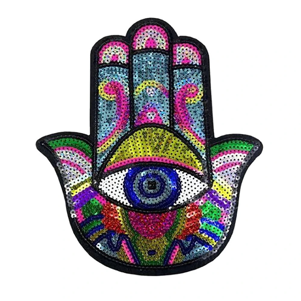 Hand Eye Iron On Patches Sequin Sewing Embroidered Patches for Clothing Jackets T Shirt Hoodies