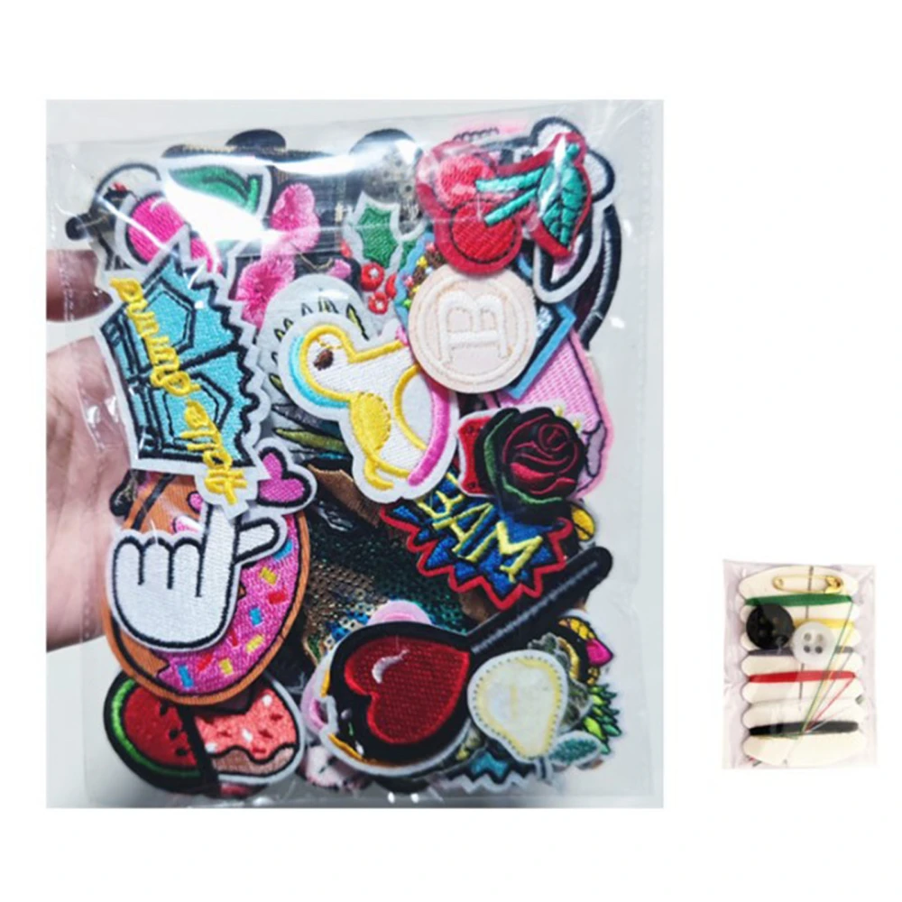 50 Pcs Embroidered Patches Cute Cartoon Patch with Sewing Kit for Jackets Shirts Hats Pants Decoration