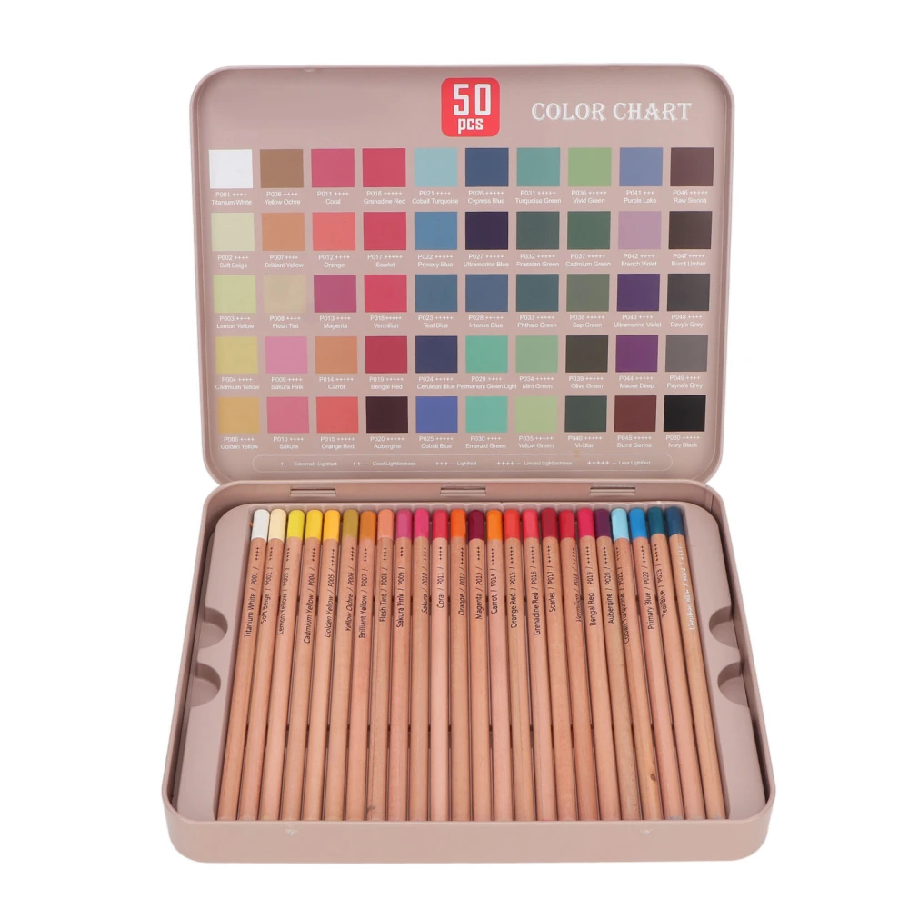 50 Colors Colored Pencil Professional Drawing Set with Storage Box for Graffiti Coloring Design Creation