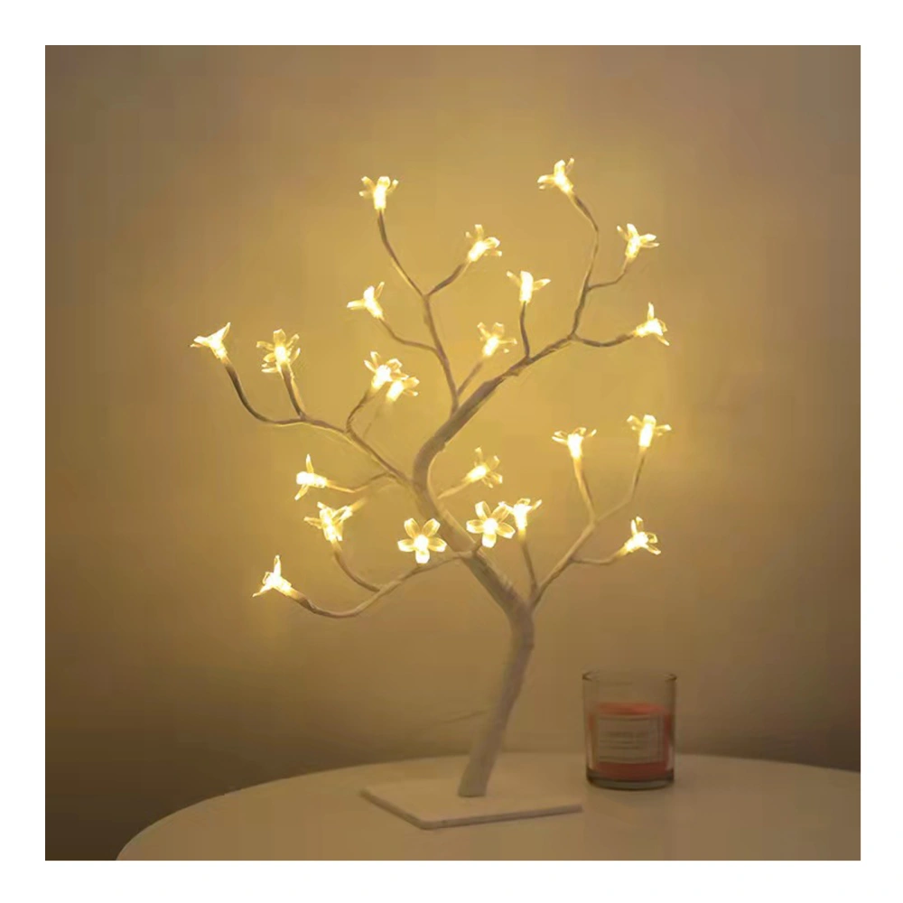 LED Tabletop Bonsai Tree Lamp USB Tree Lamp Christmas Bedroom Decoration Table Night Light White 24 Lights Sakura