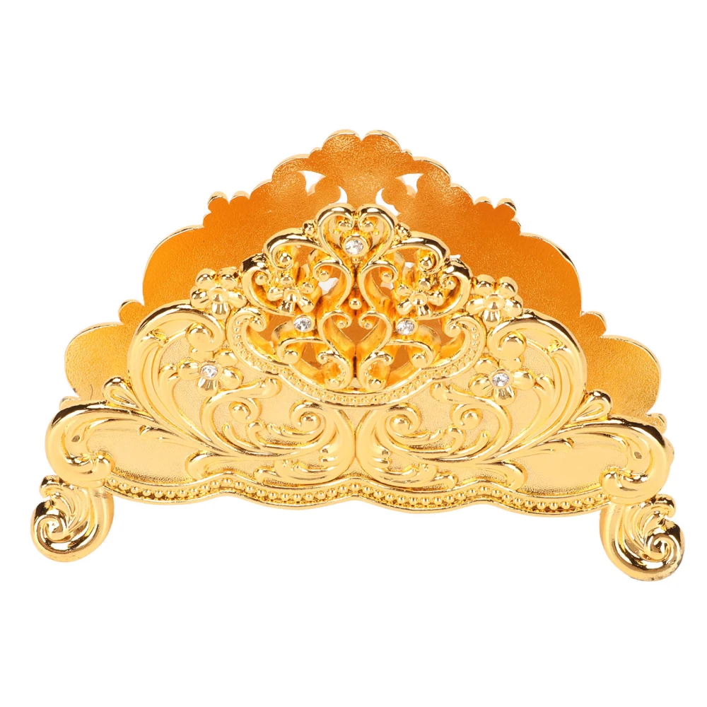 Napkin Holder European Style Metal Hollow Flower Pattern Paper Tissue Holder Freestanding Paper Napkin Dispenser Gold