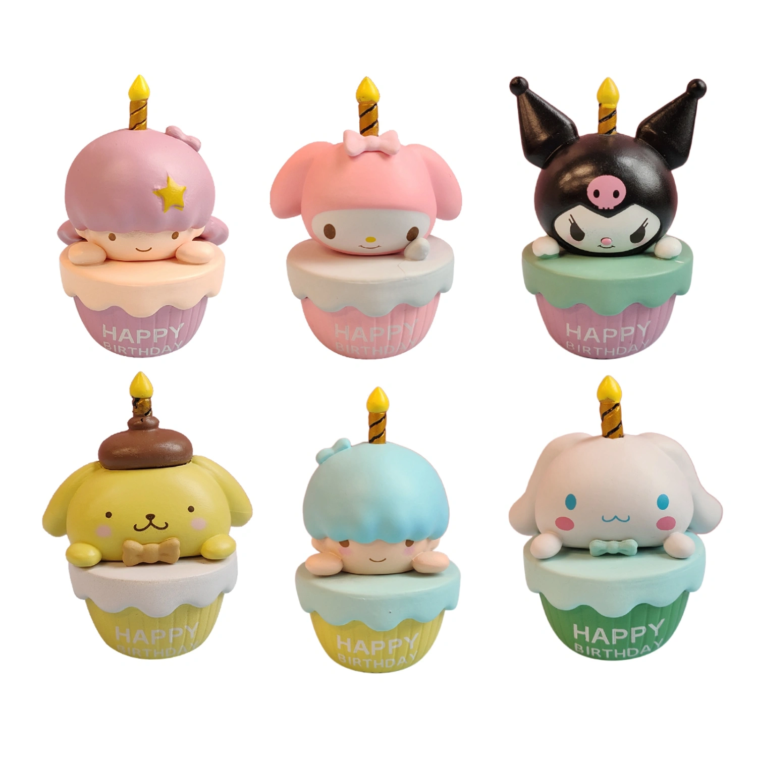 6 Pcs Handicraft Model Toy Cute Cartoon Shape PVC Exquisite Ornaments for Home Decoration