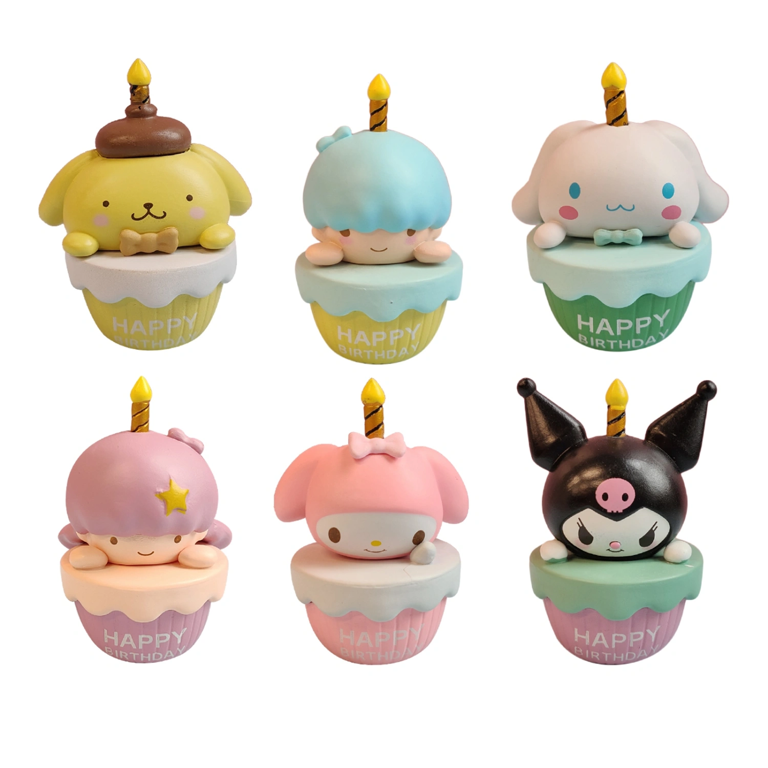 6 Pcs Handicraft Model Toy Cute Cartoon Shape PVC Exquisite Ornaments for Home Decoration