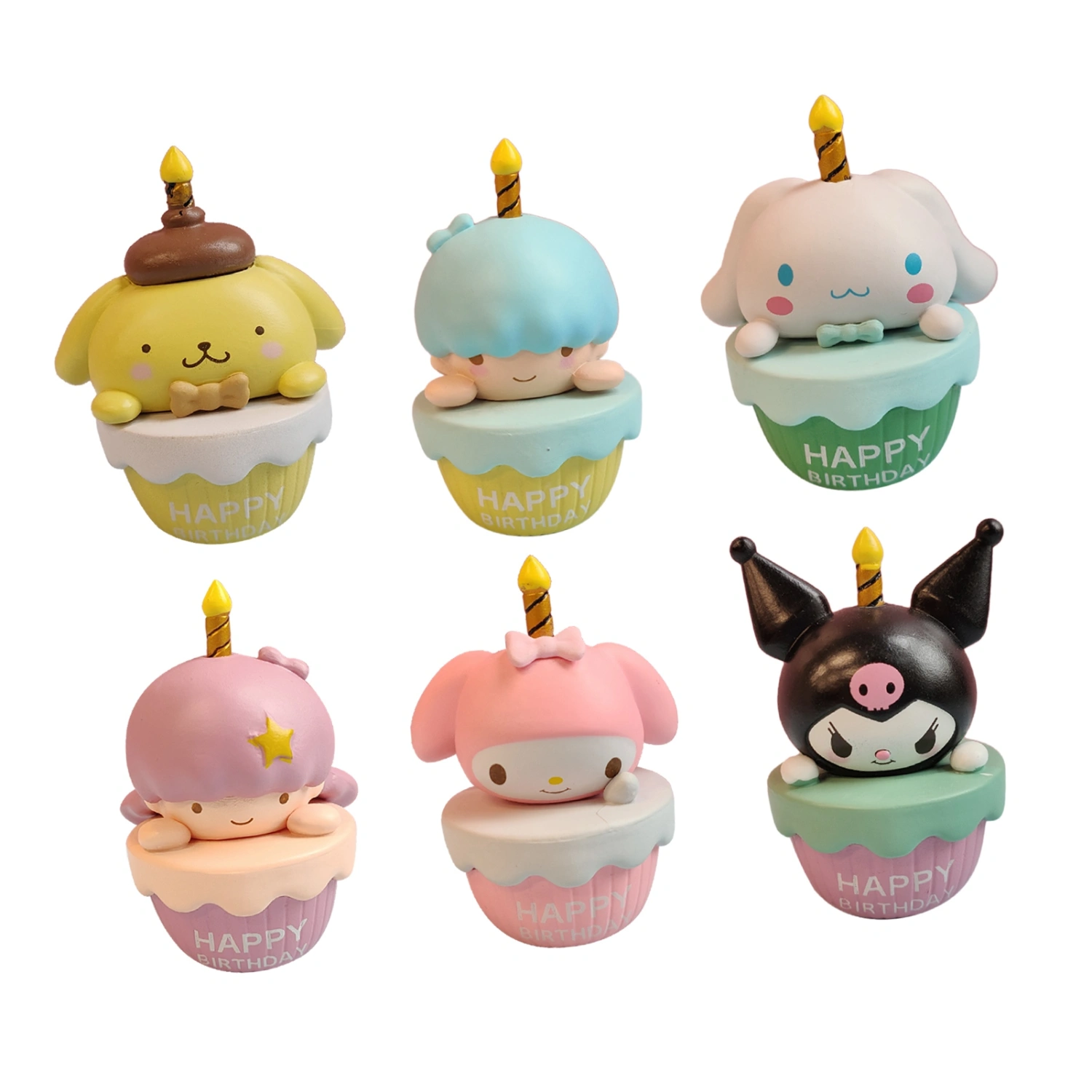 6 Pcs Handicraft Model Toy Cute Cartoon Shape PVC Exquisite Ornaments for Home Decoration