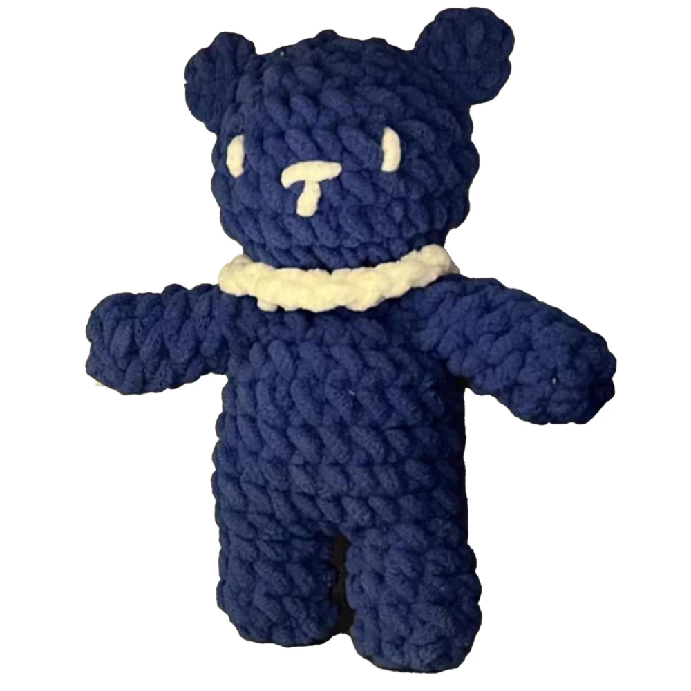 Crochet Bear Kit for Kids Adults DIY Hand Knitting Cotton Crochet Animal Kit for Craft Workshop Blue