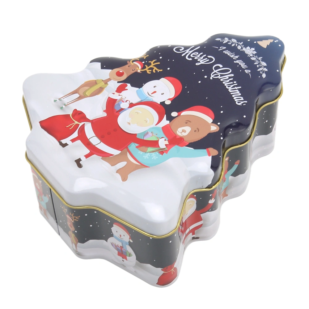 Christmas Candy Tin Christmas Tree Shaped Tinplate Empty Tin Biscuits Candy Storage Container Box