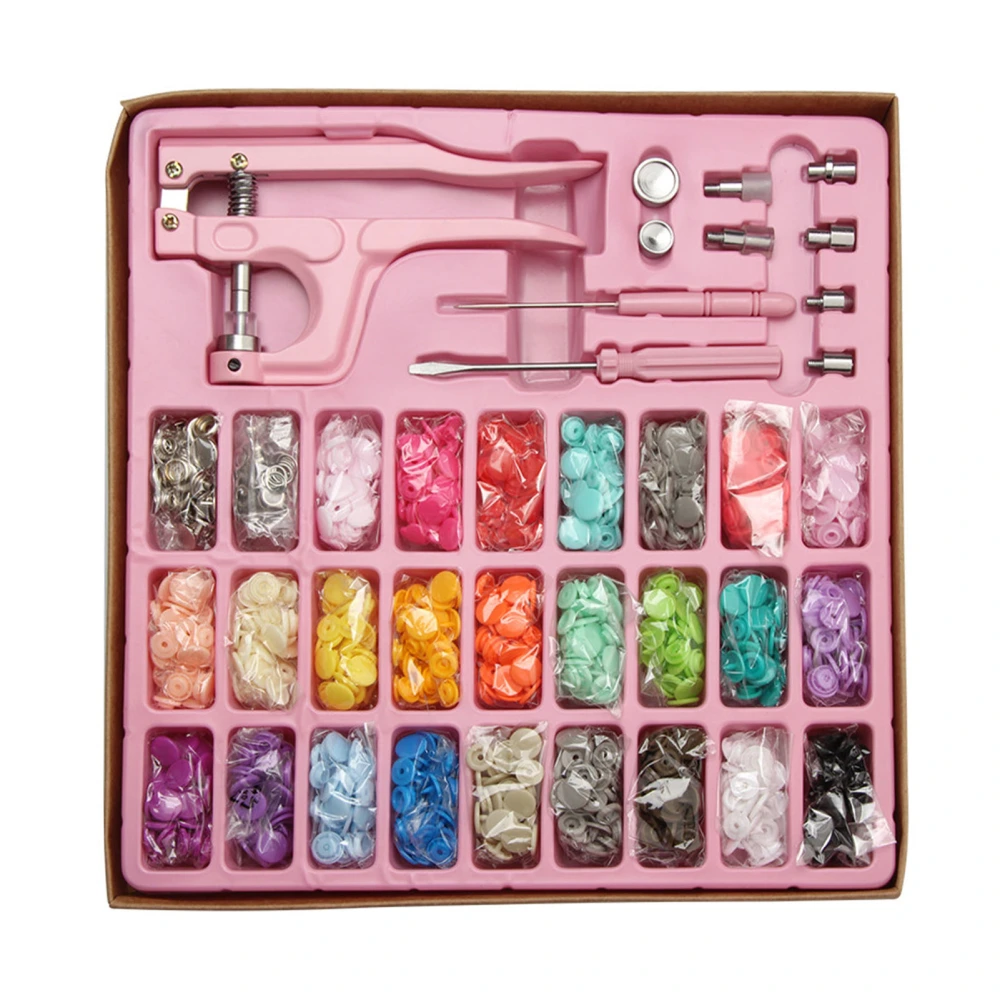 Snap Button Kit Metal Resin Easy Operation Bright Vivid Color Resin Snap Set for Sewing Clothing Crafting Pink Round Shape