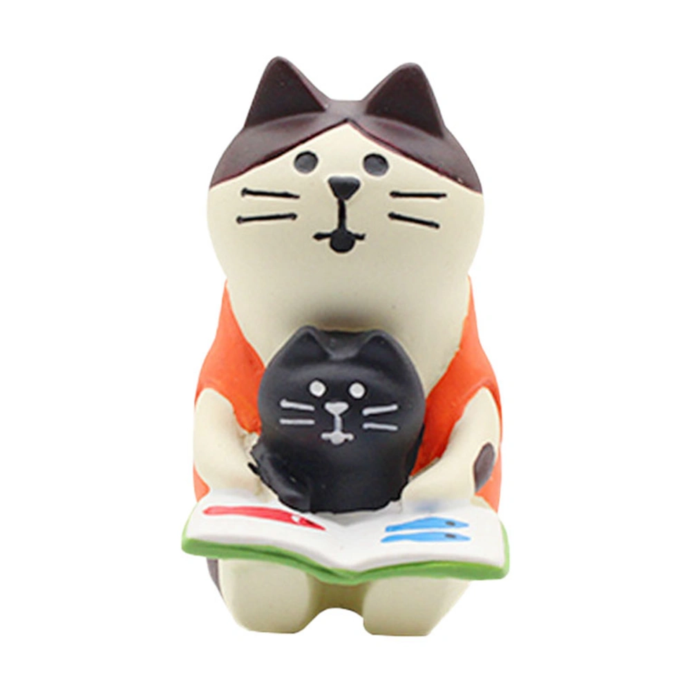 Cat Bookshelf Ornament Cute Exquisite Synthetic Resin Environmentally Friendly Animal Tabletop Statue Type 5