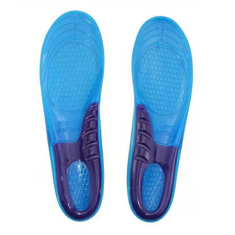 2Pcs Sports Insoles Blue TPE Silicone Thickened High Elasticity Shock Absorption Sports Insoles M